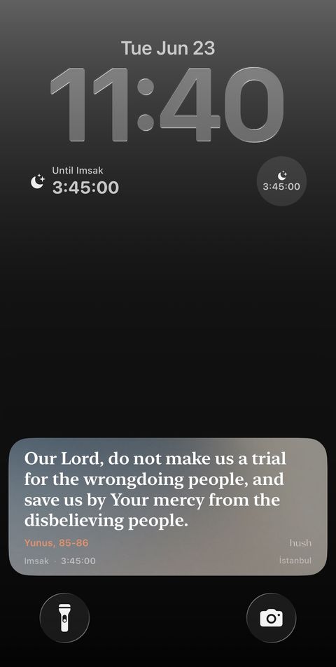 Hourly dua widget on the lock screen