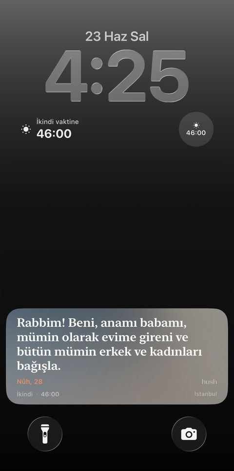 Hourly dua widget on the lock screen