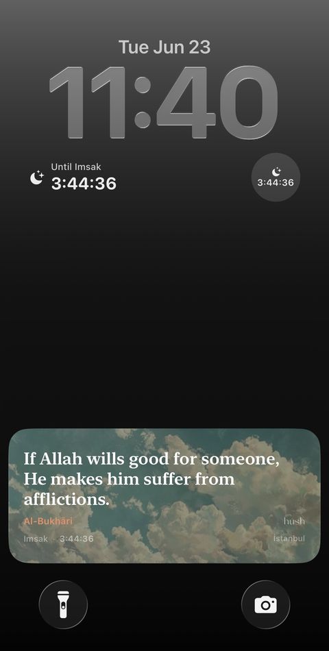 Hadith widget on the lock screen