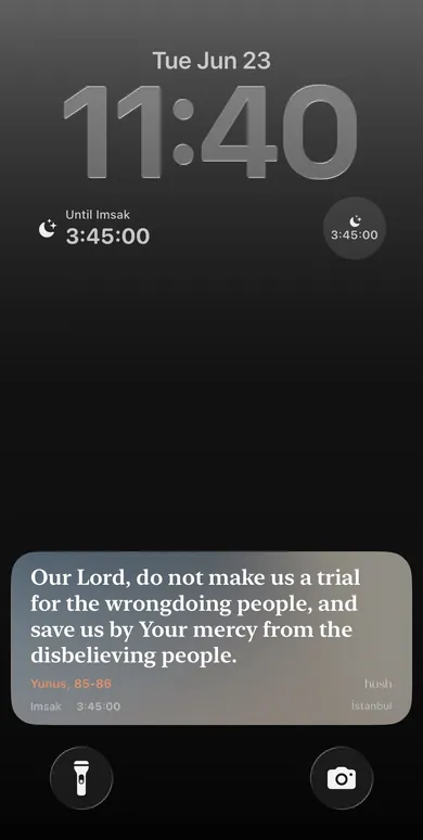 Hush on the iPhone Lock Screen: a dua